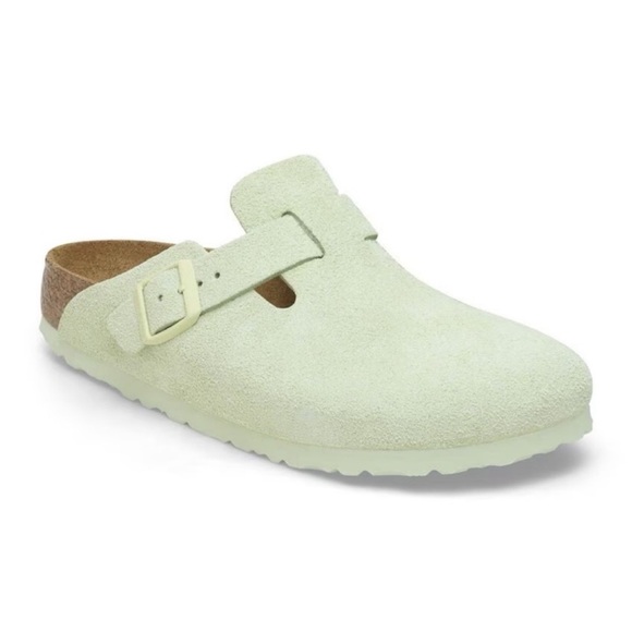 Birkenstock Shoes - Birkenstock Boston Clog- Faded Lime Suede